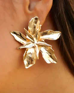 Feversave Pendientes Flor Dorada