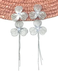 Feversave Pendientes Flor Plata