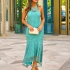 Feversave Vestido Jade Verde Agua