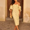 Feversave Vestido Selena Mostaza